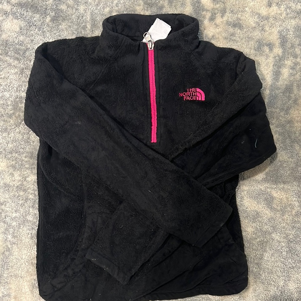 VGUC Black & Pink North Face 1/4 Zip Long Sleeve Pullover